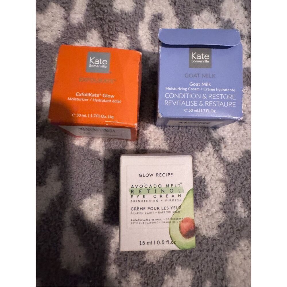 4x kate somerville glow & goat milk moisturizer  & glow recipe eye avacodo